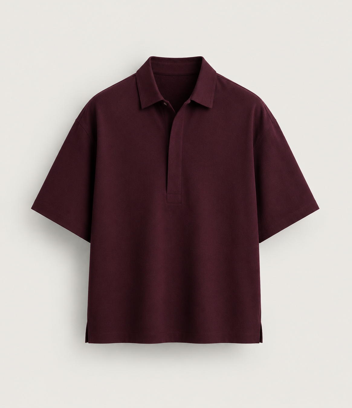 Structured Open-Collar Polo Shirt
