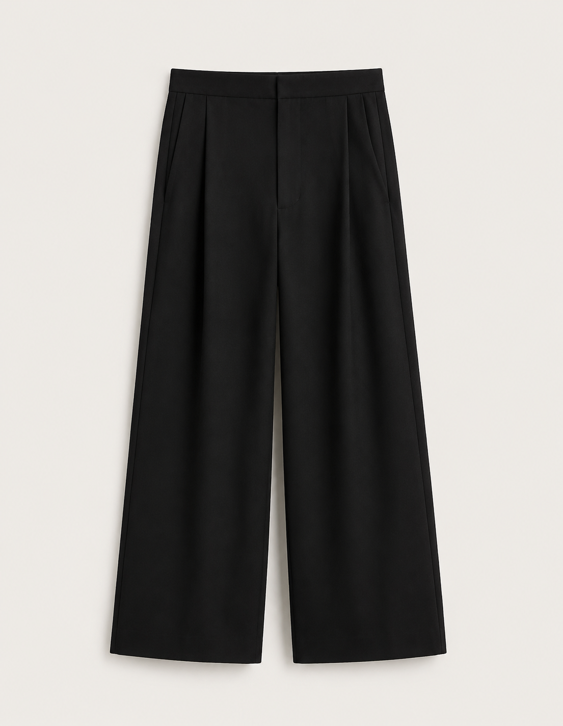 Wide-Leg Pleated Trousers