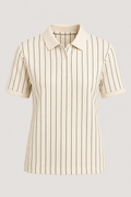 Pinstripe Knit Polo Shirt