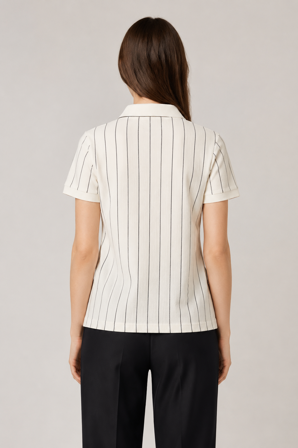 Pinstripe Knit Polo Shirt