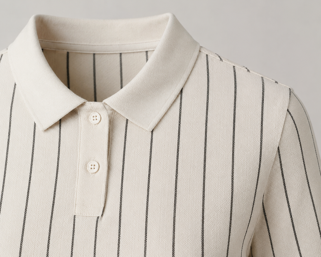 Pinstripe Knit Polo Shirt