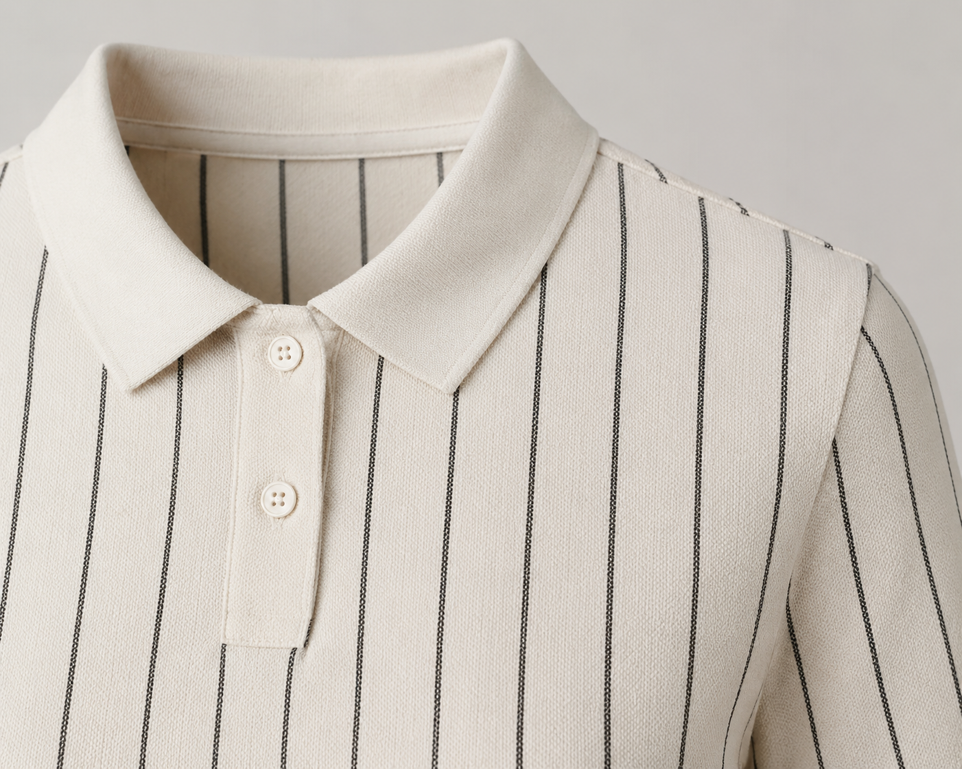 Pinstripe Knit Polo Shirt