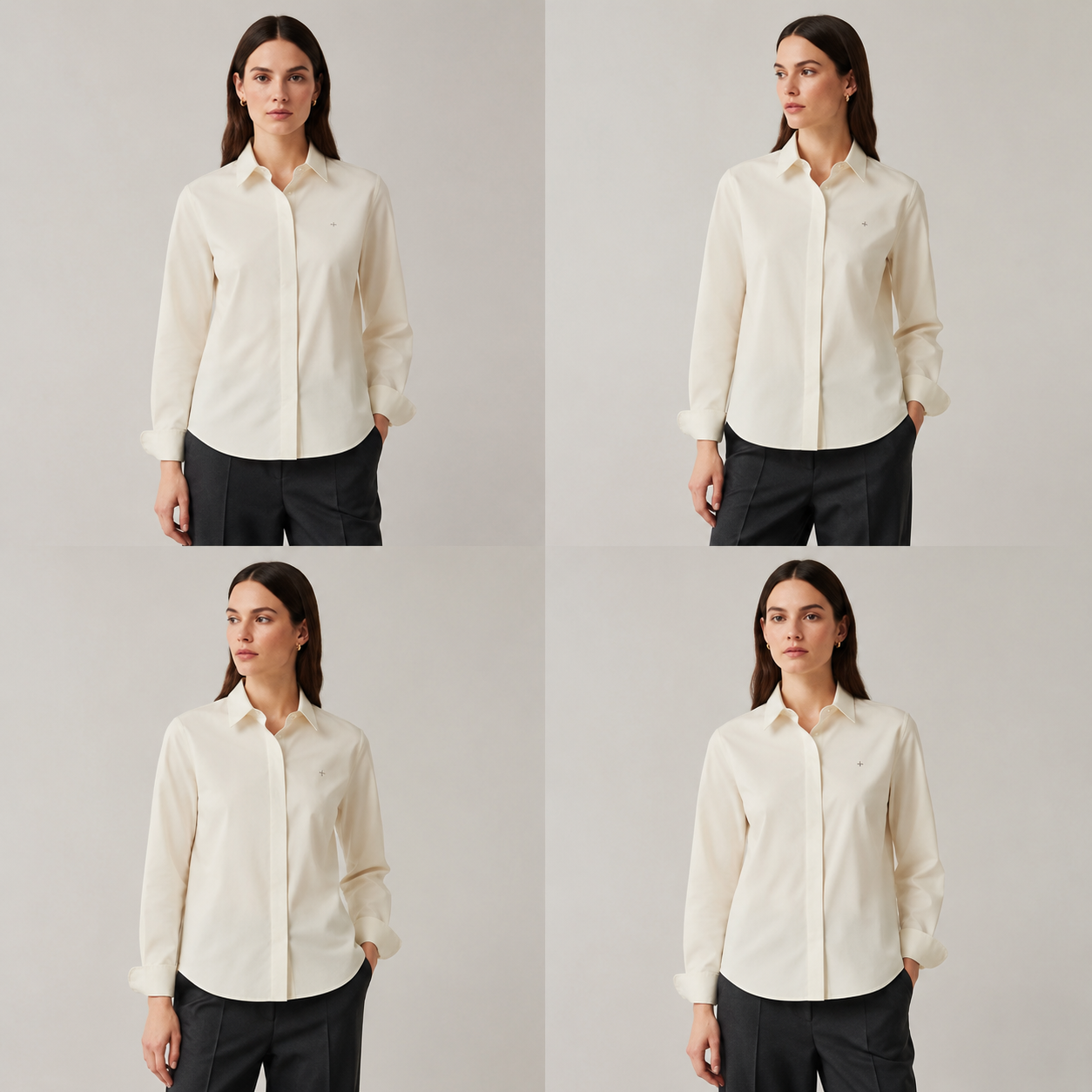 Covered-Placket Silk-Poplin Shirt