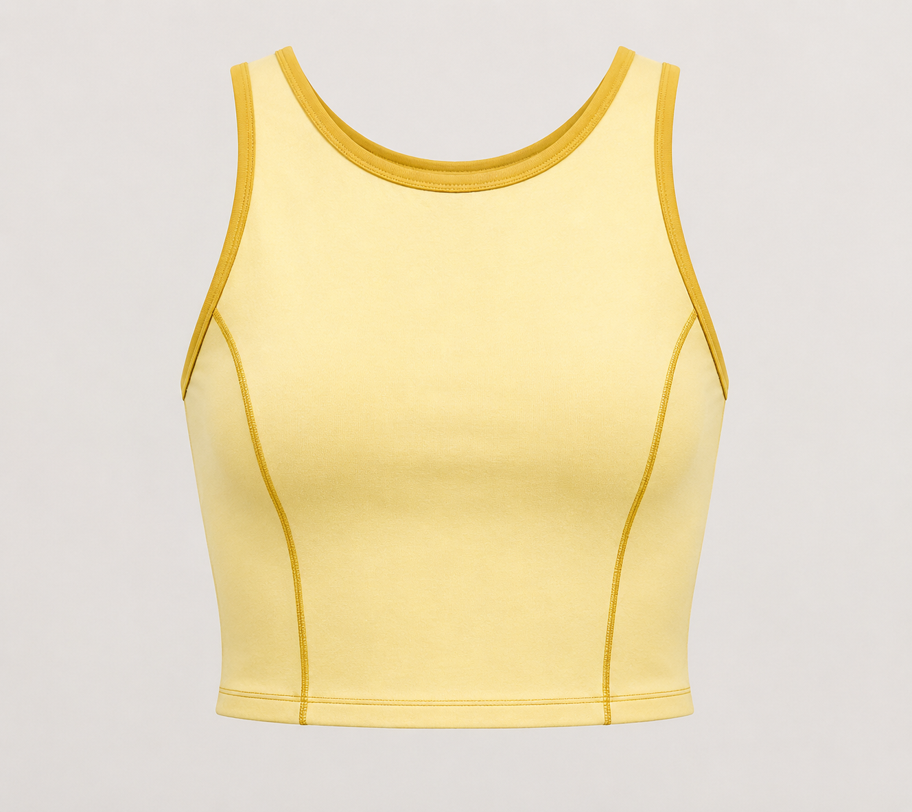 Contrast-Trim High-Neck Crop Tank