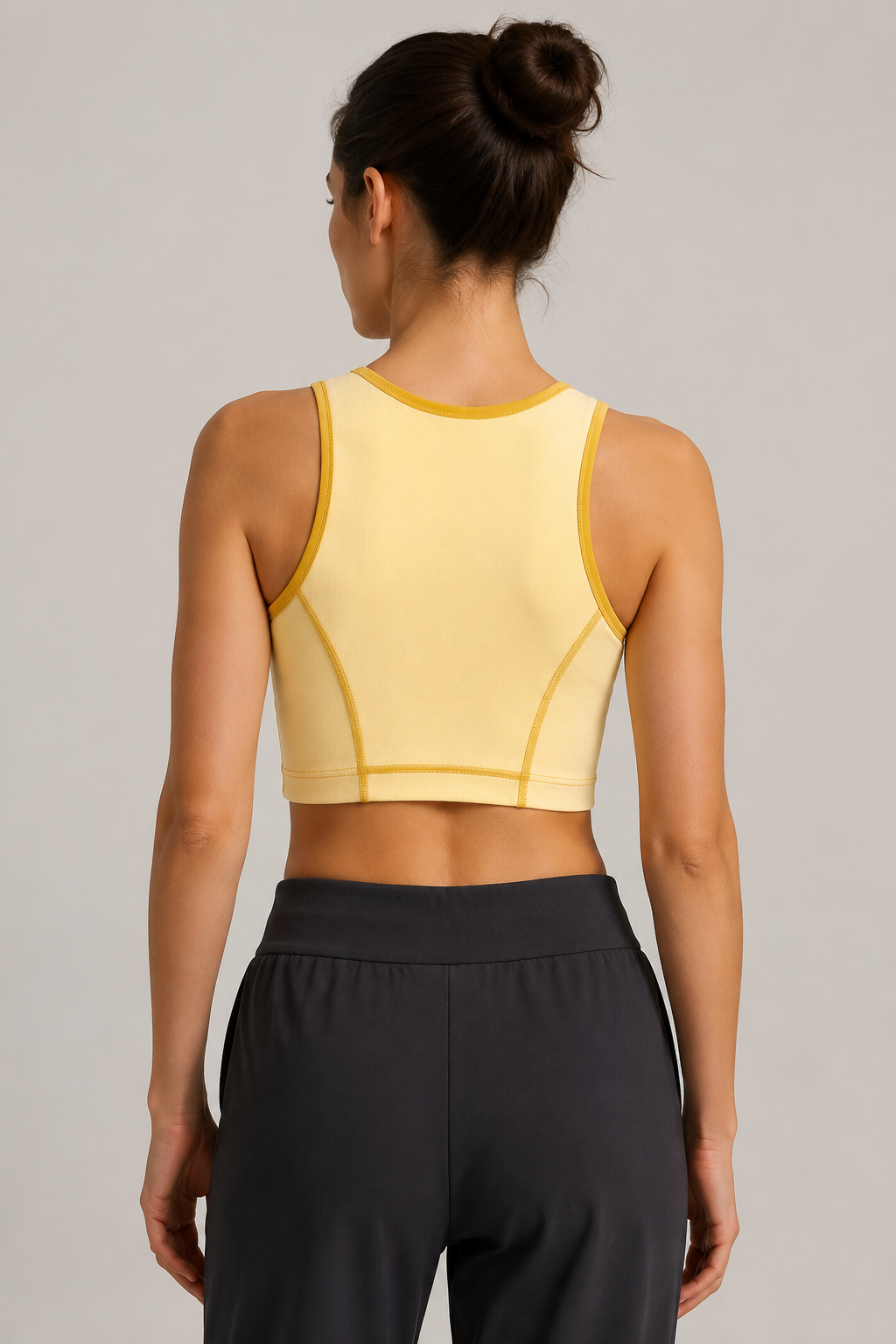 Contrast-Trim High-Neck Crop Tank