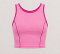 Contrast-Trim High-Neck Crop Tank