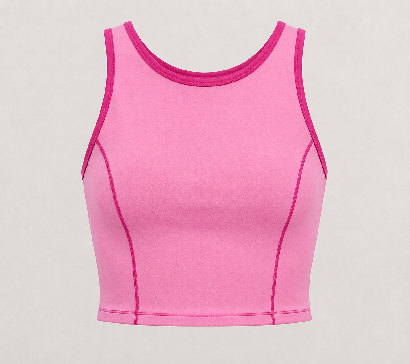 Contrast-Trim High-Neck Crop Tank