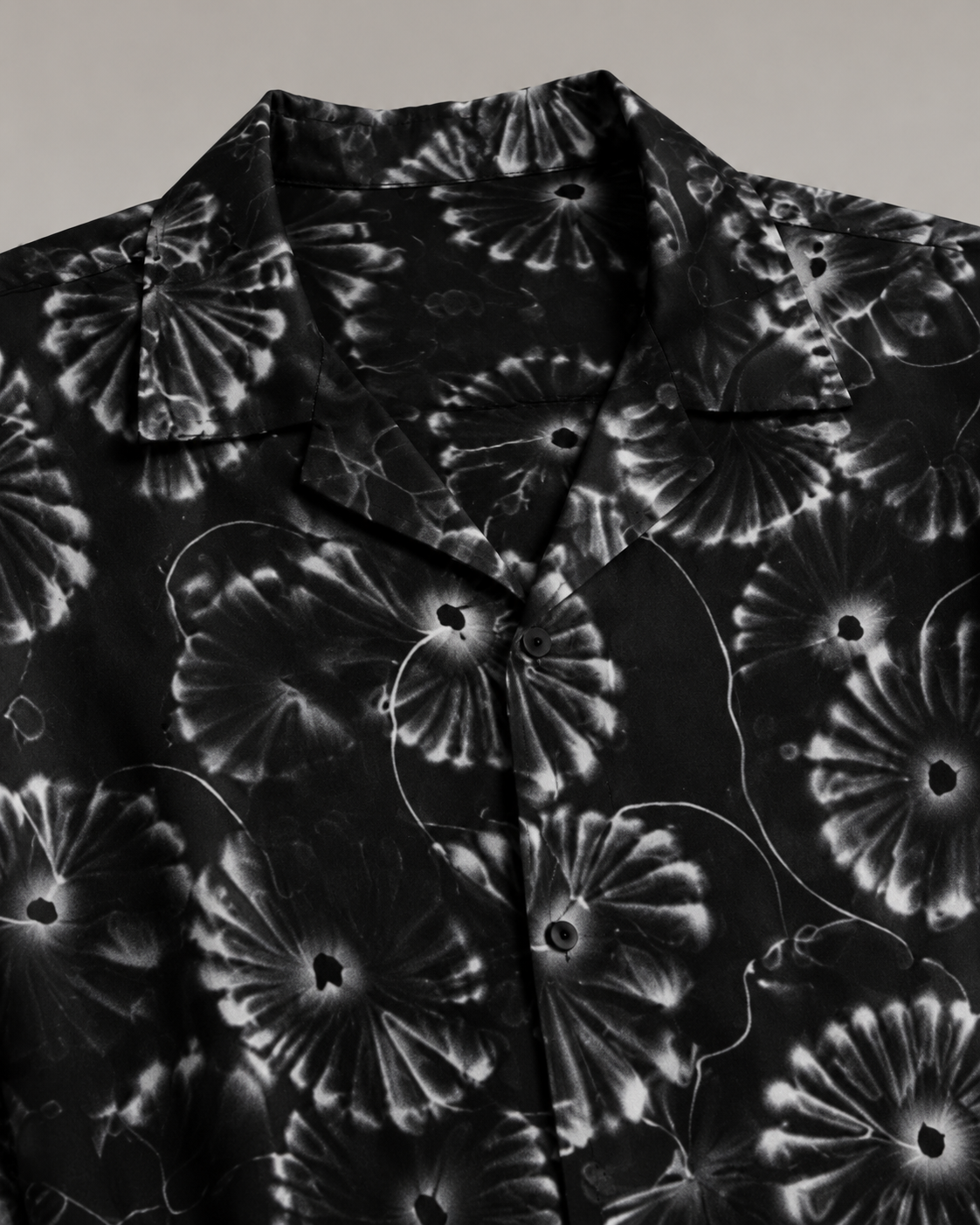 Camp-Collar Botanical Print Shirt